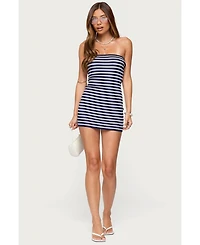 Edikted Women's Parisa Strapless Striped Knit Mini Dress