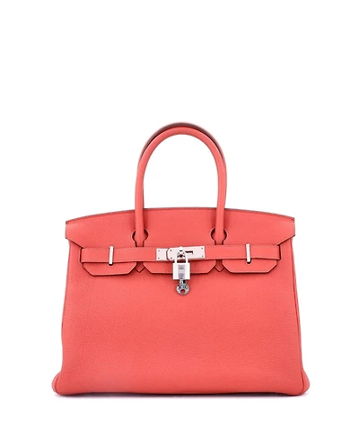 Pre-Owned Hermes Birkin Handbag Red Togo with Palladium Hardware
