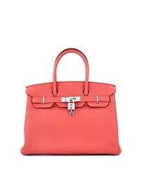 Pre-Owned Hermes Birkin Handbag Red Togo with Palladium Hardware