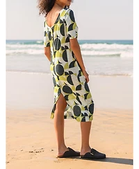 Celtic & Co. Women's Linen Blend Button Back Midi Dress