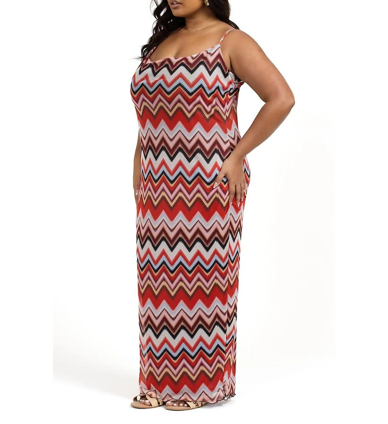 Fashion-szn Curve Women's Retro Print Mesh Maxi Dress