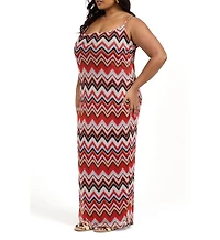 Fashion-szn Curve Women's Retro Print Mesh Maxi Dress