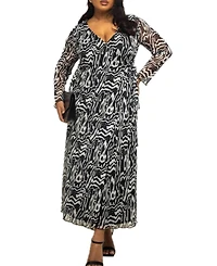 Fashion-szn Curve Women's Monochrome Print Midaxi Dress