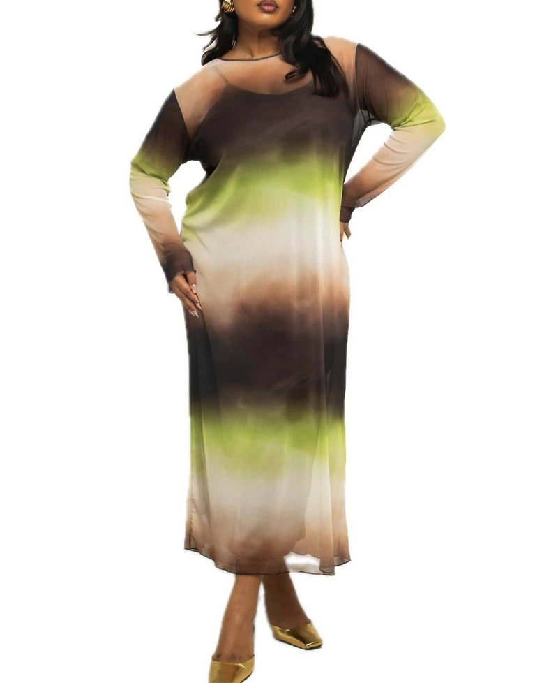 Fashion-szn Curve Women's Ombre Print Midi Dress