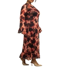 Fashion-szn Curve Women's Floral Print Mesh Maxi Dress