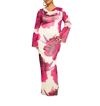 Fashion-szn Curve Women's Ruffle Snake Print Maxi Dress
