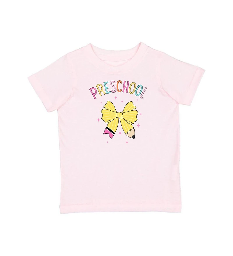 Sweet Wink Little and Big Girls Preschool Pencil Bow Short Sleeve T-Shirt