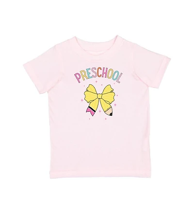 Sweet Wink Little and Big Girls Preschool Pencil Bow Short Sleeve T-Shirt