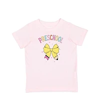 Sweet Wink Little and Big Girls Preschool Pencil Bow Short Sleeve T-Shirt