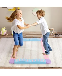 Gymax Kids Colored Balance Beams w/ Non-slip Textured Surface Bottom Pad Multicolor