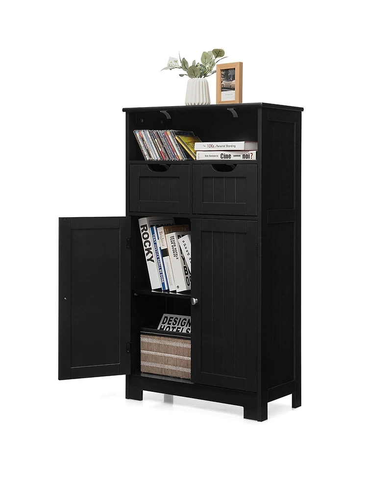 Wooden Bathroom Side Cabinet with 2 Drawers and Doors for Extra Storage