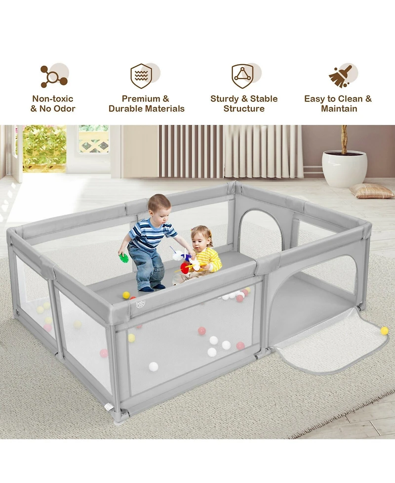 Slickblue Extra-Large Baby Playpen with Safety Fence and 50 Colorful Ocean Balls