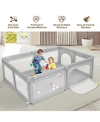 Slickblue Extra-Large Baby Playpen with Safety Fence and 50 Colorful Ocean Balls