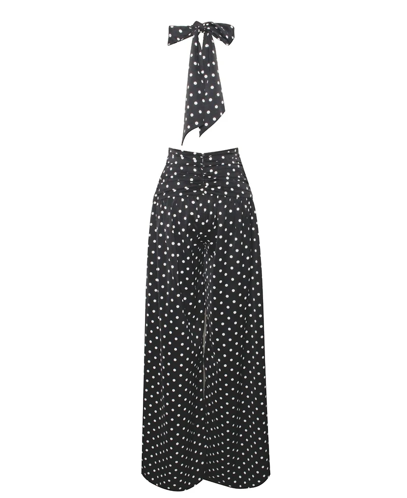 Miss Circle Women Oriana Black Polka Dots Halter Jumpsuit