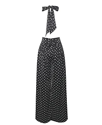 Miss Circle Women Oriana Black Polka Dots Halter Jumpsuit