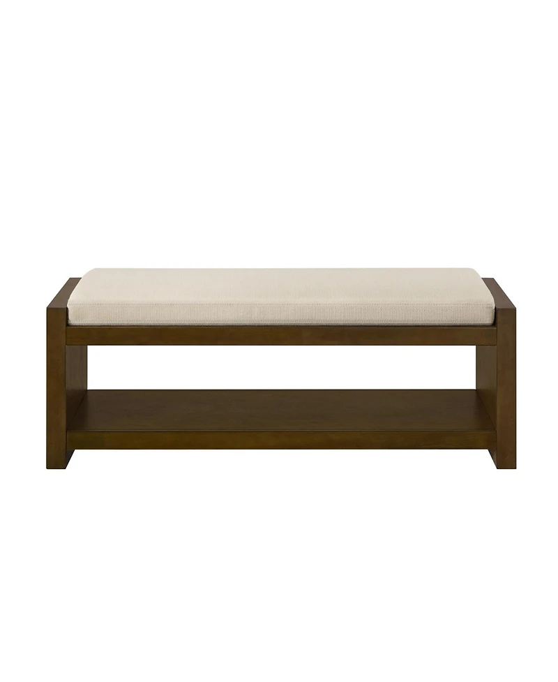Streamdale Furniture 47" Accent Bench with Shoe Rack Padded Seating Removable Cushion
