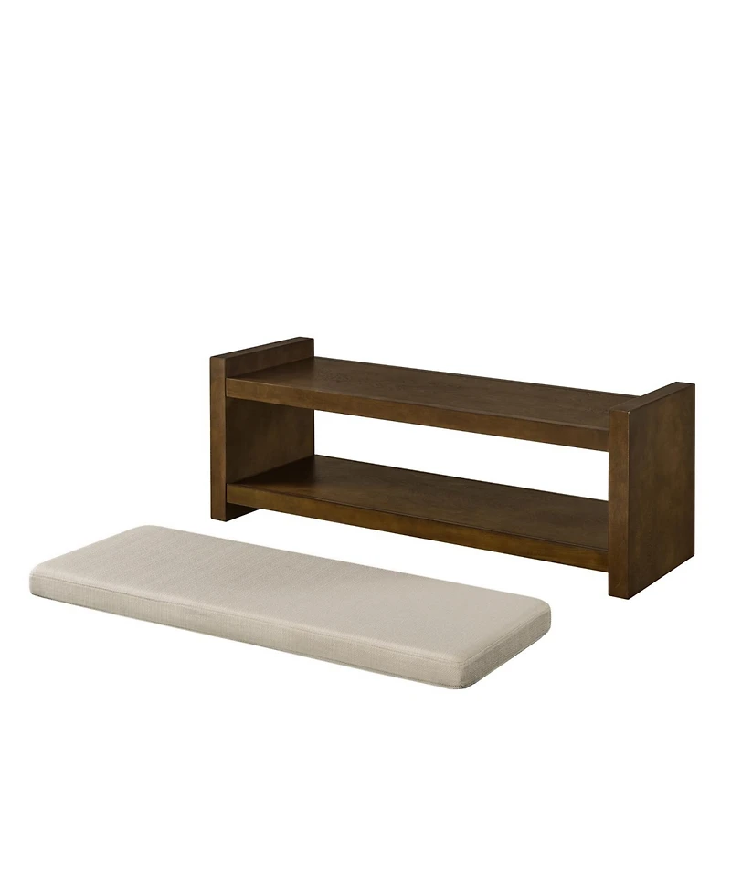 Streamdale Furniture 47" Padded Bench with Shoe Rack - Granite Linen