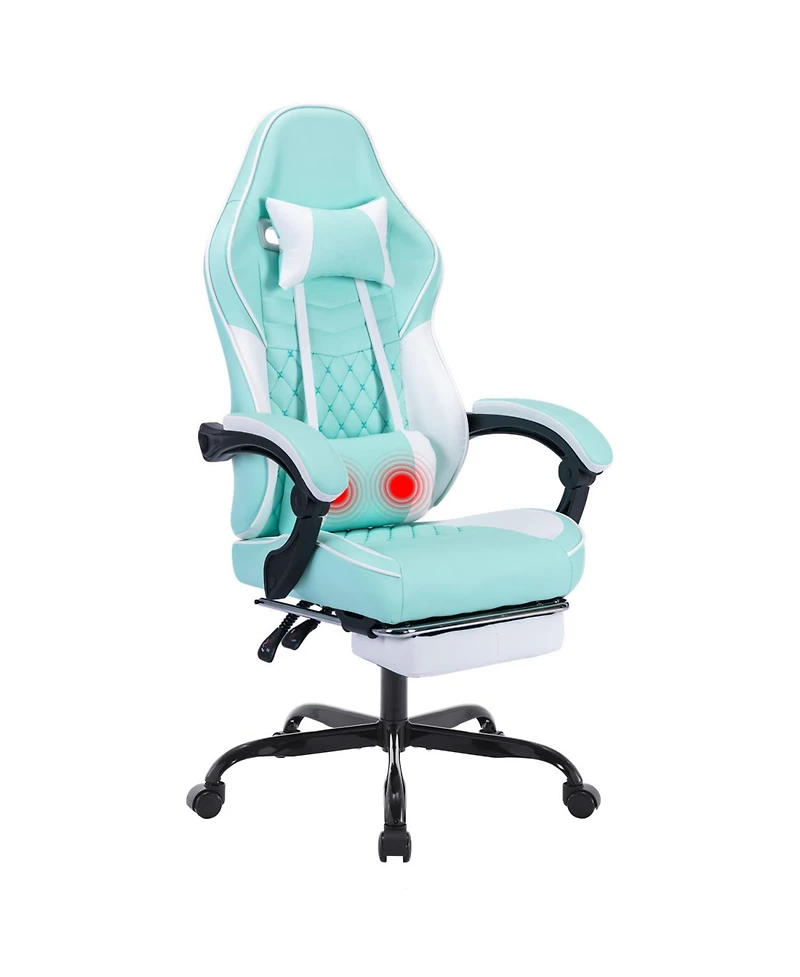 Streamdale Furniture Gaming Chair with Massage & Footrest - Green