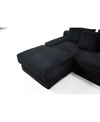 Streamdale Furniture L-Shaped Corduroy Sectional Sofa Bed - Black