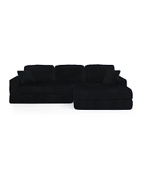 Streamdale Furniture L-Shape Corduroy Sectional Sofa Bed - Black