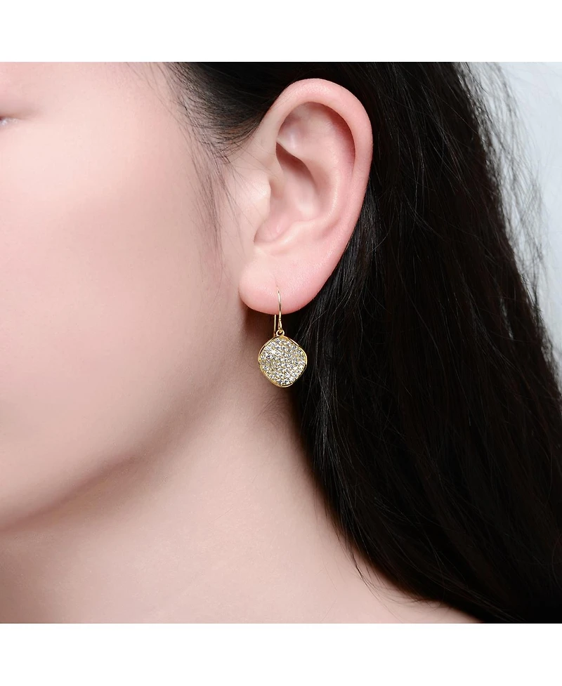 Rachel Glauber 14K Gold Plated with Clear Cubic Zirconia Hook Earrings