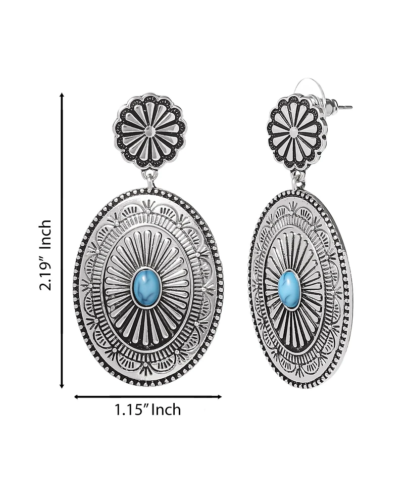 Jessica Simpson Western Round Concho Drop Earrings