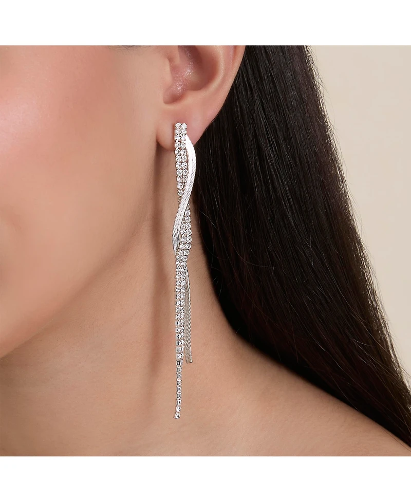 Jessica Simpson Silver Linear Drop Earrings