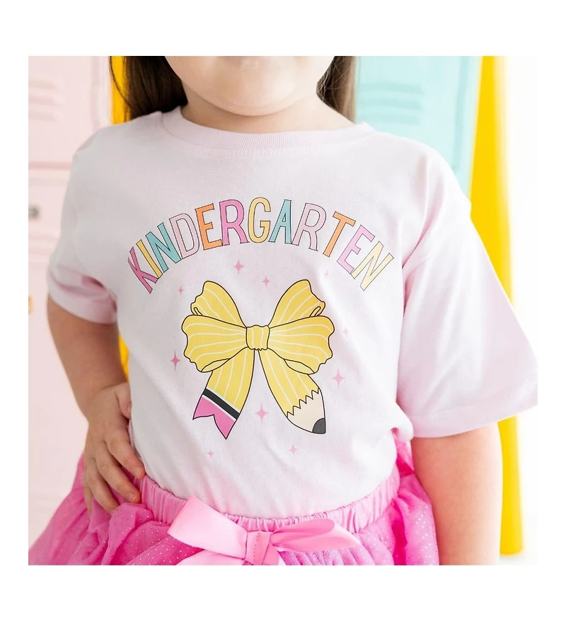 Sweet Wink Little and Big Girls Kindergarten Pencil Bow Short Sleeve T-Shirt