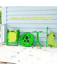 Gymax Toddler Picnic Table & Chair Set w/ 2 Folding Chairs & Height Adjustable Umbrella