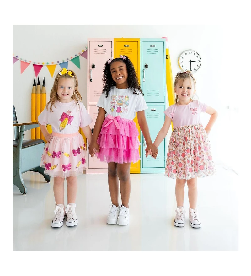 Sweet Wink Little and Big Girls Back to School Cutie Sequin Tutu Skirt