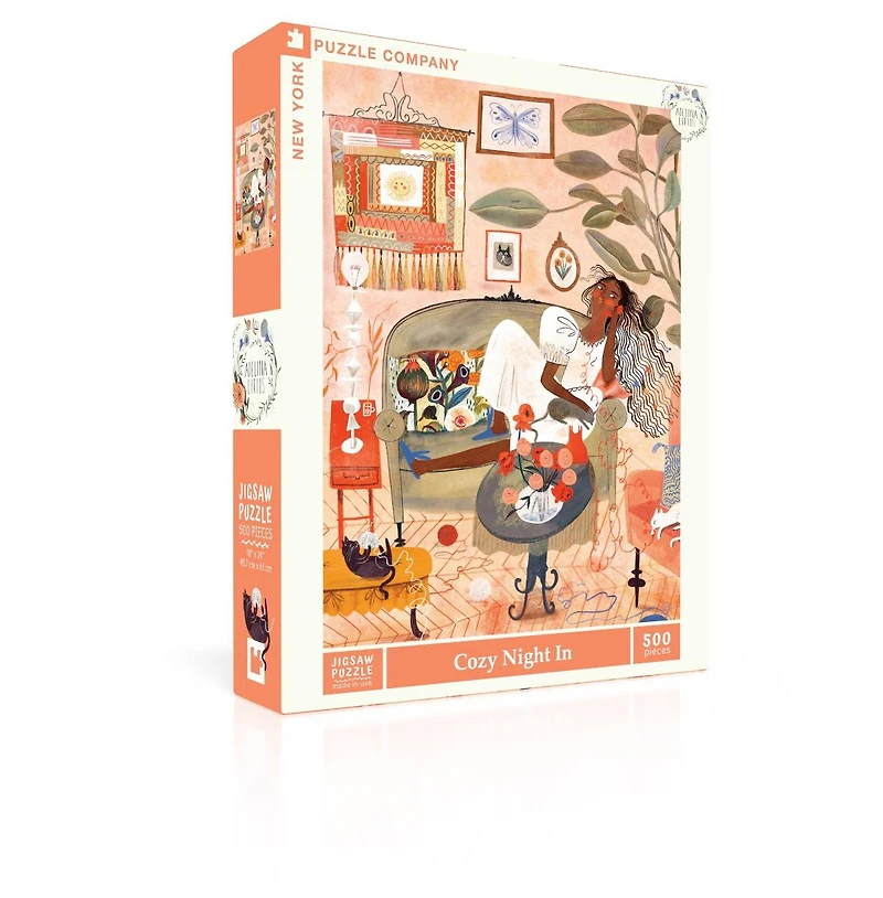 New York Puzzle Company Cozy Night In 500 Piece Puzzle