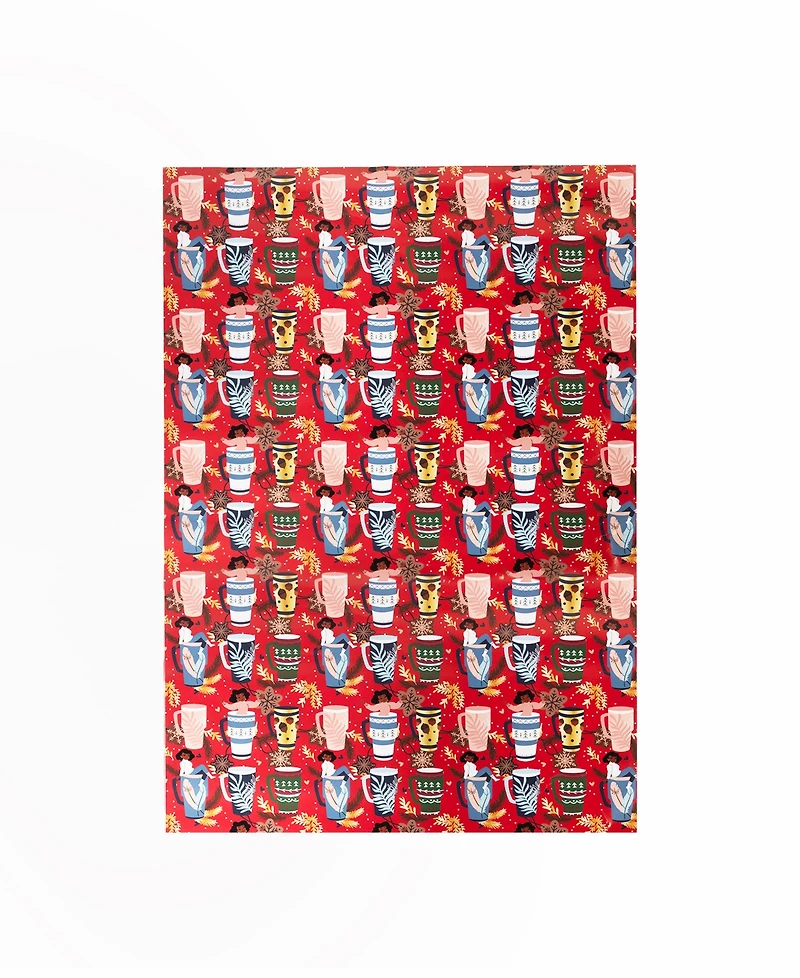 Black Paper Party Holly Mug Gift Wrap