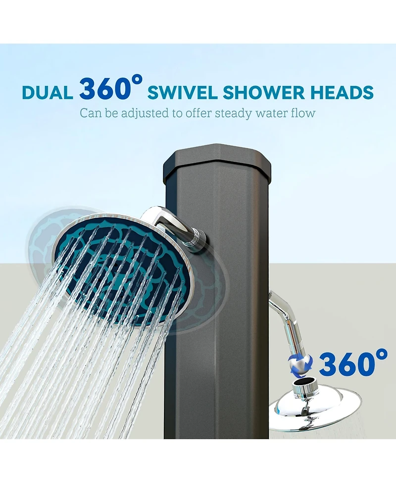 Outsunny 9.2 Gallon Slolar Heated Outdoor Shower with 2 Shower Heads