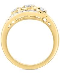 Effy Diamond Round & Baguette Triple Stone Swirl Ring (1 ct. t.w.) in 14k Gold