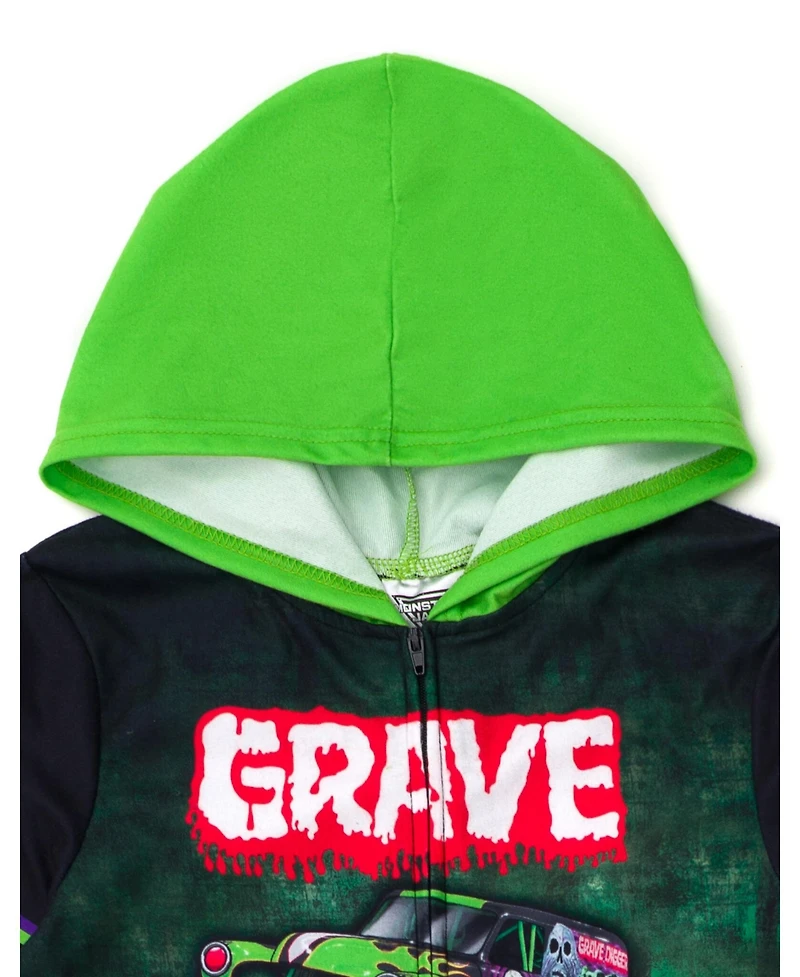 Monster Jam Toddler Boys Grave Digger Zip Up Coverall