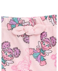 Sesame Street Baby Girls' Abby Cadabby Waffle-Knit Short-Sleeve Ruffled-Trim T-Shirt and Shorts, 2-Piece Set
