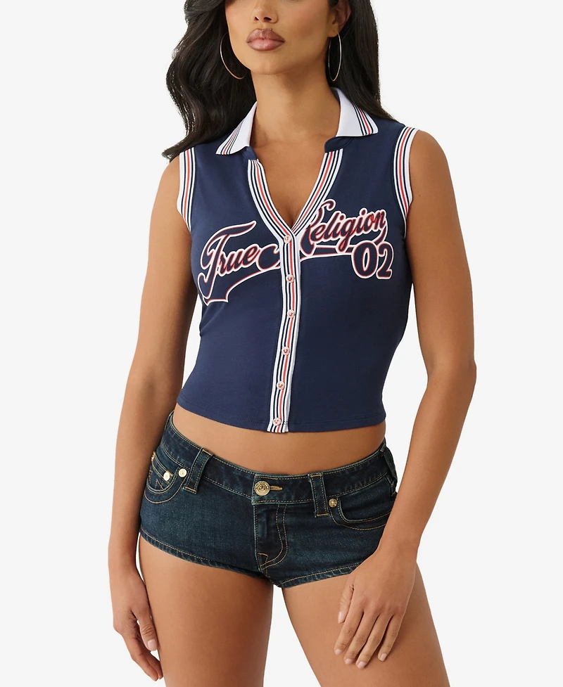 True Religion Women's Sporty Terry Polo Top