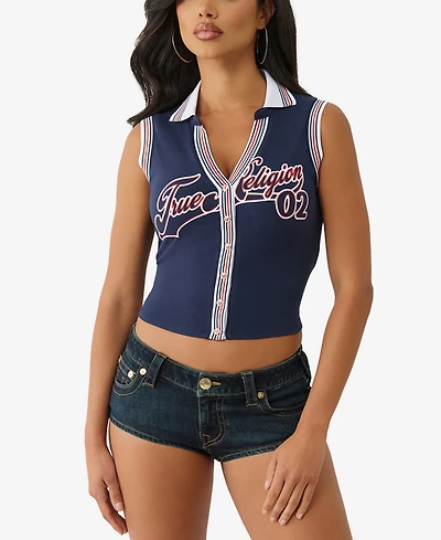 True Religion Women's Sporty Terry Polo Top