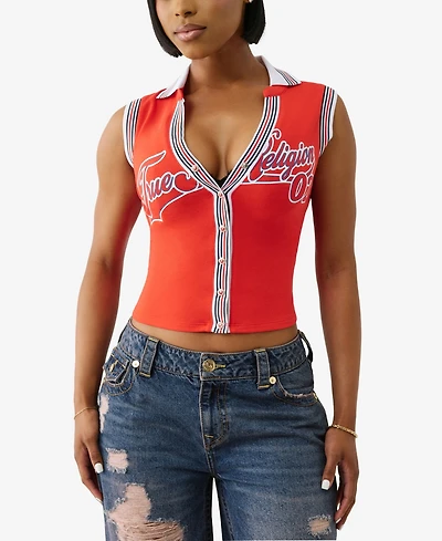 True Religion Women's Sporty Terry Polo Top