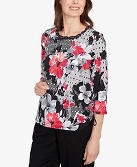 Alfred Dunner Petite Patchwork Floral Top