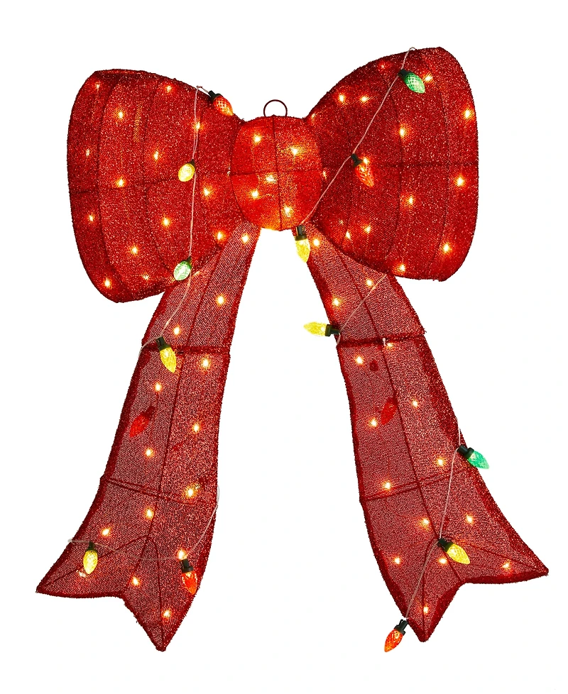 Glitzhome 35.75" Lighted Fabric 3D Christmas Bow