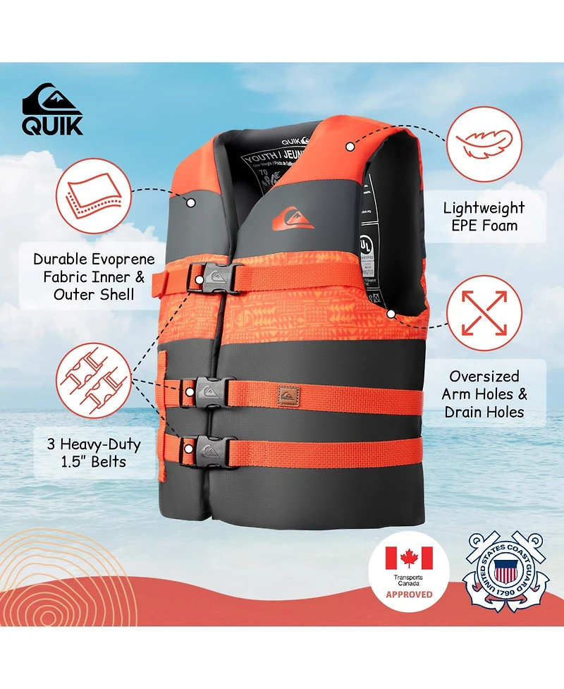 Quiksilver Life Vest Uscg Approved with Quick-Release Buckles for water sports