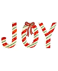 Glitzhome Lighted Fabric Christmas 2.5D Peppermint Joy Lighting Decor, Set of 3