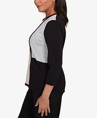 Alfred Dunner Petite Classic Long Sleeve Sweater