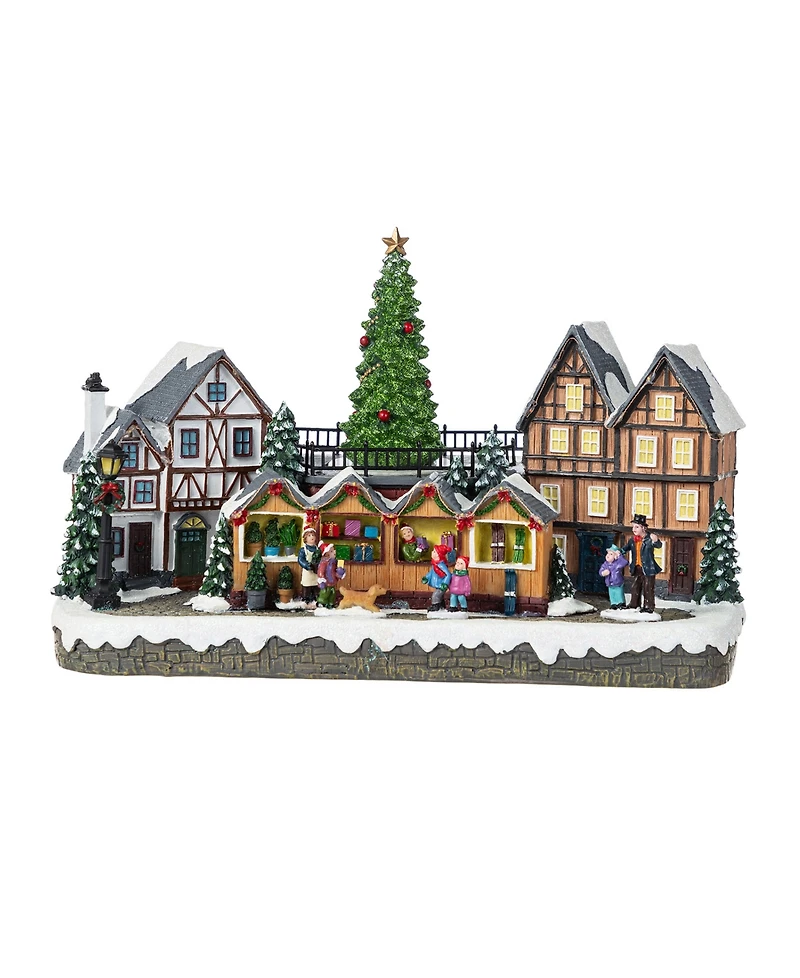 Glitzhome 15.25" Christmas Oversized Resin Lighted Village
