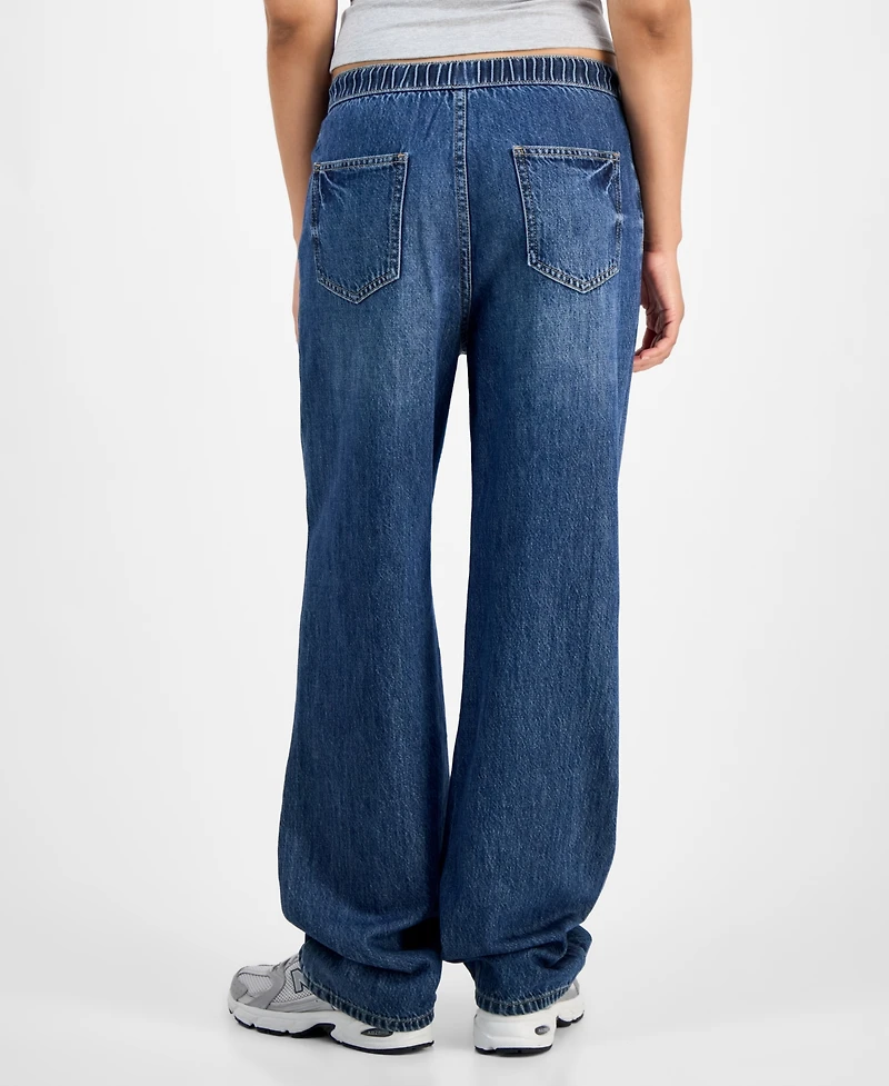 Indigo Rein Juniors' Cotton Wide-Leg Drawstring Jeans