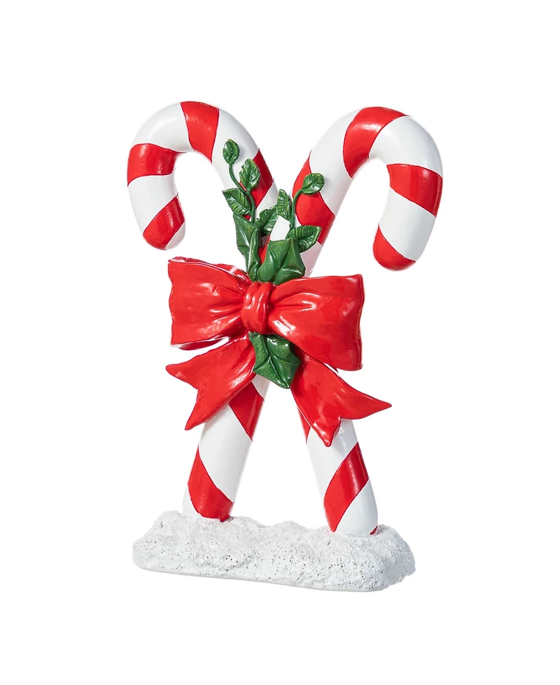Glitzhome 10" Resin Christmas Candy Cane Figurine