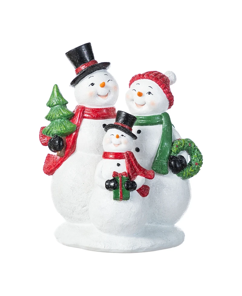 Glitzhome 10.25" Resin Christmas Snowman Family Figurine
