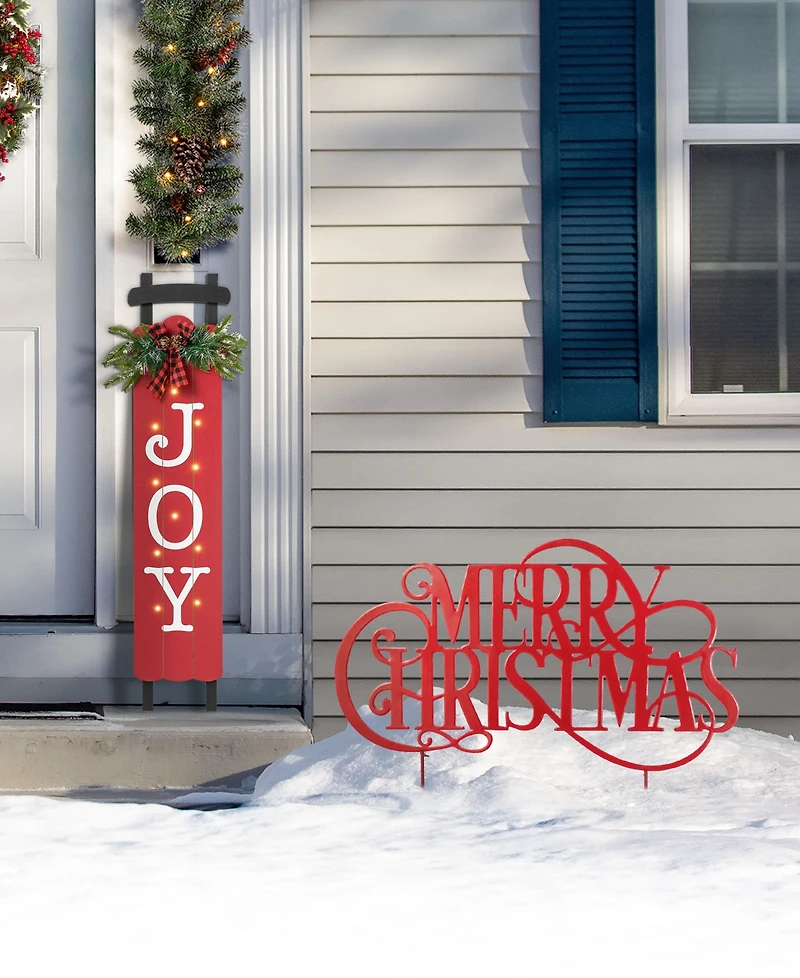 Glitzhome 36" Metal Oversized Christmas "Merry Christmas" Yard Stake