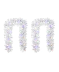 Glitzhome 6 ft Pre-Lit Snow Flocked Pine Christmas Garlands, Set of 2